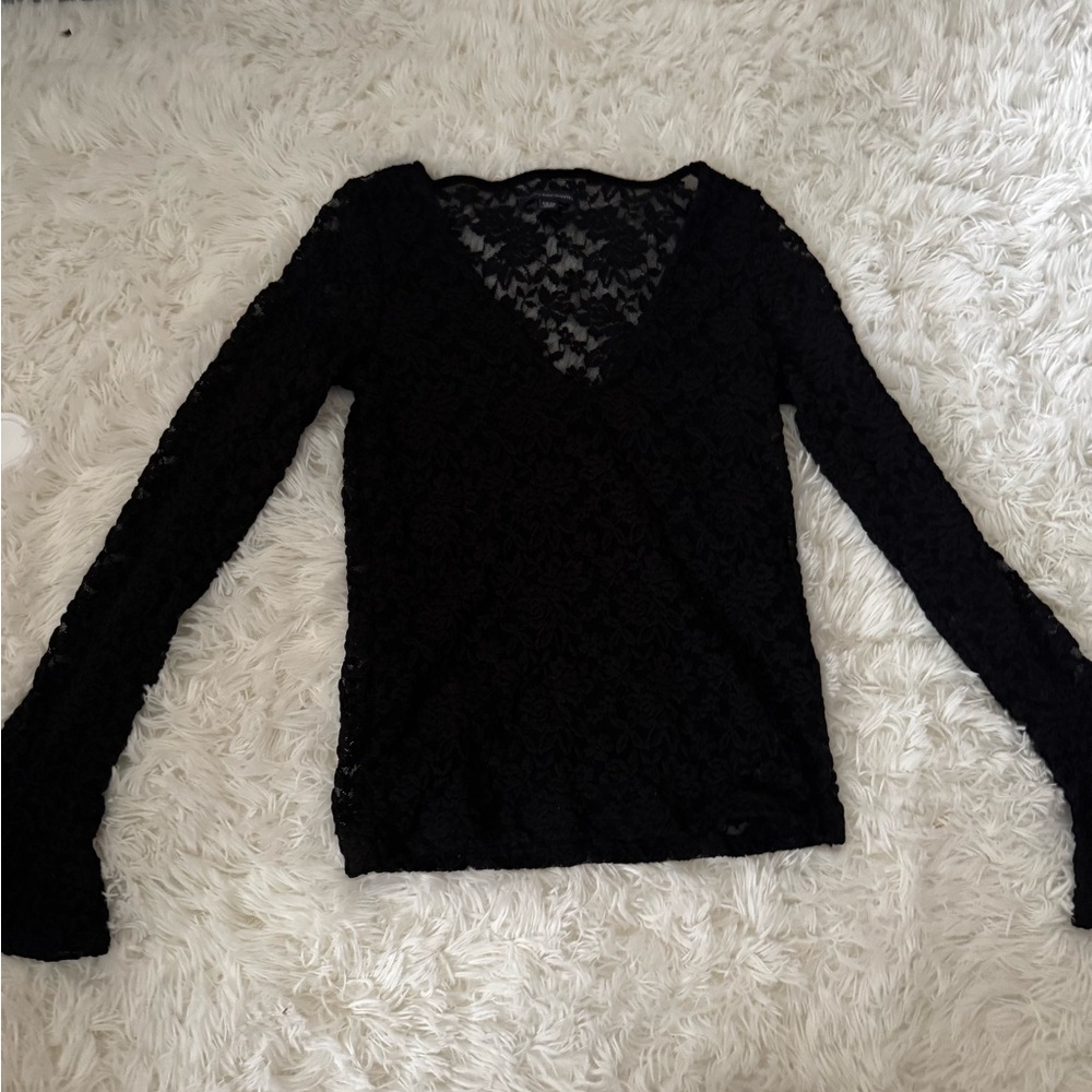 Elegant Black Lace V-Neck Top